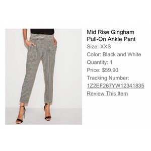 XXS Express Black/White Gingham Midrise Ankle Pant